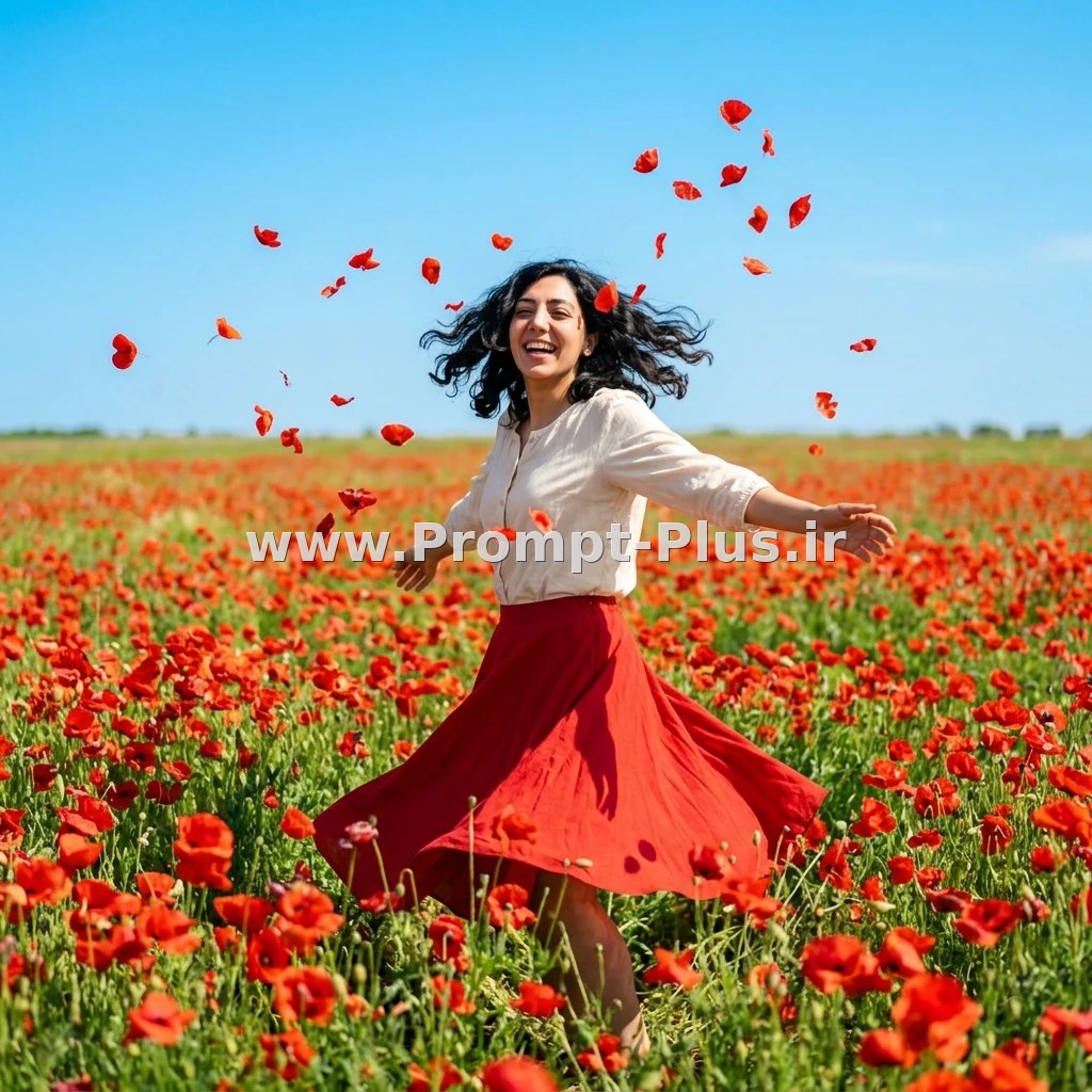 پرامپت عکس تابستانی در دشت گل